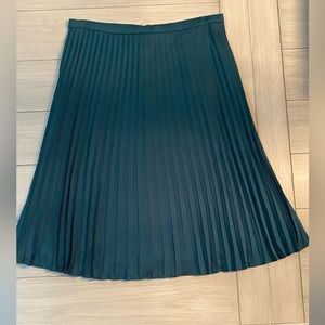 J. Crew Emerald Green Pleated Midi Skirt.